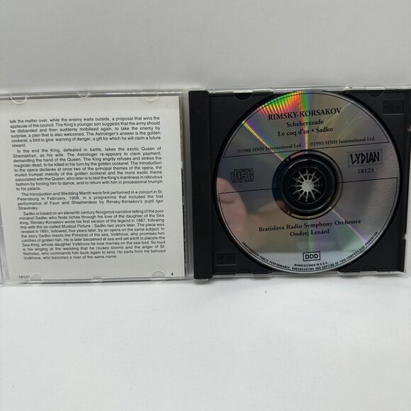 Rimsky-Korsakov Sheherazade Le Coq Dor Sadko CD Ondrej Lenárd Lydian Label 1993 - Picture 3 of 5
